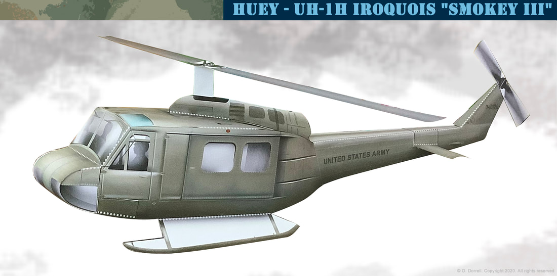 American Bell Huey UH1 Huey model template. Smokey III