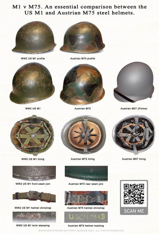 WWII US M1 steel helmet verses the Austrian M75 clone steel helmet