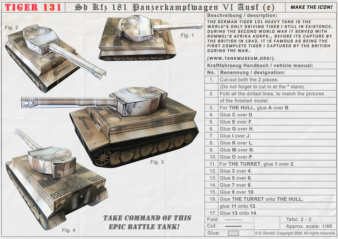 WWII German Tank model template. Tiger 131