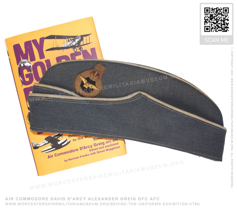 Air Commodore D D'A A Greig DFC AFC 1943 side hat and book, 
